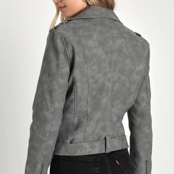 Lulu’s Grey Vegan Leather Moto Jacket - Picture 7 of 7